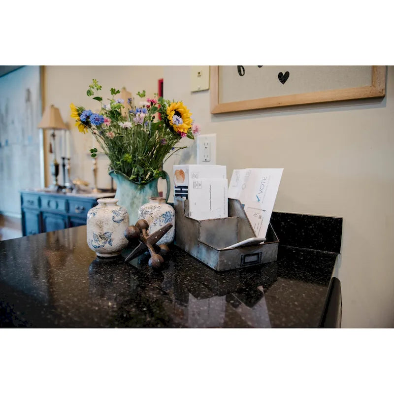 Metal Desk Organizer with 4 Compartments in Galvanized Finish