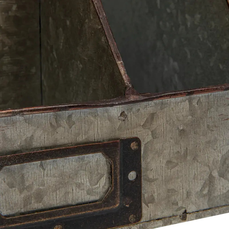 Metal Desk Organizer with 4 Compartments in Galvanized Finish