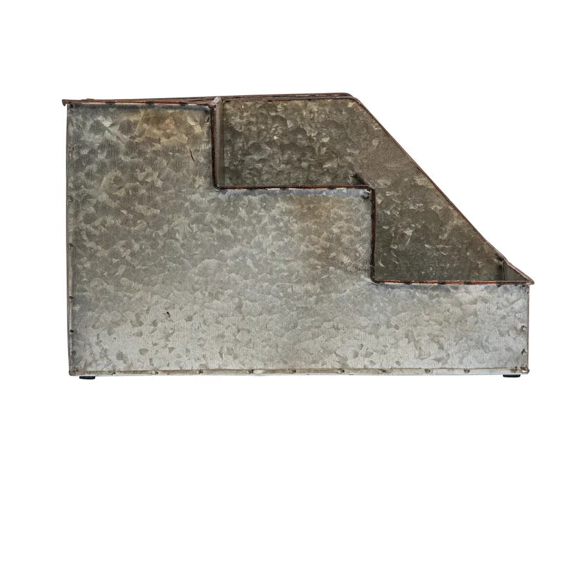 Metal Desk Organizer with 4 Compartments in Galvanized Finish