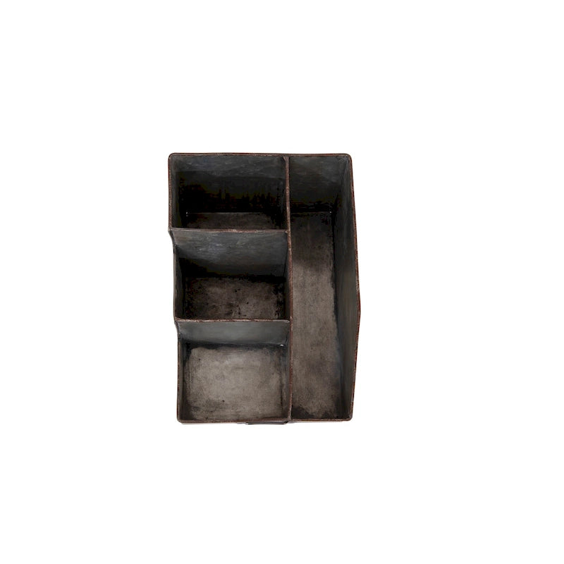 Metal Desk Organizer with 4 Compartments in Galvanized Finish