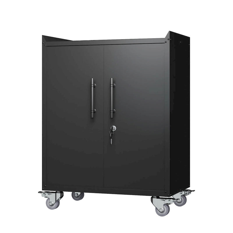 2 Door Tool Cabinets for Garage, Lockable Garage Storage Cabinet, Locking Metal Storage Cabinet with Wheels