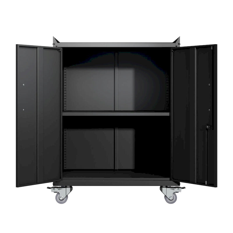 2 Door Tool Cabinets for Garage, Lockable Garage Storage Cabinet, Locking Metal Storage Cabinet with Wheels