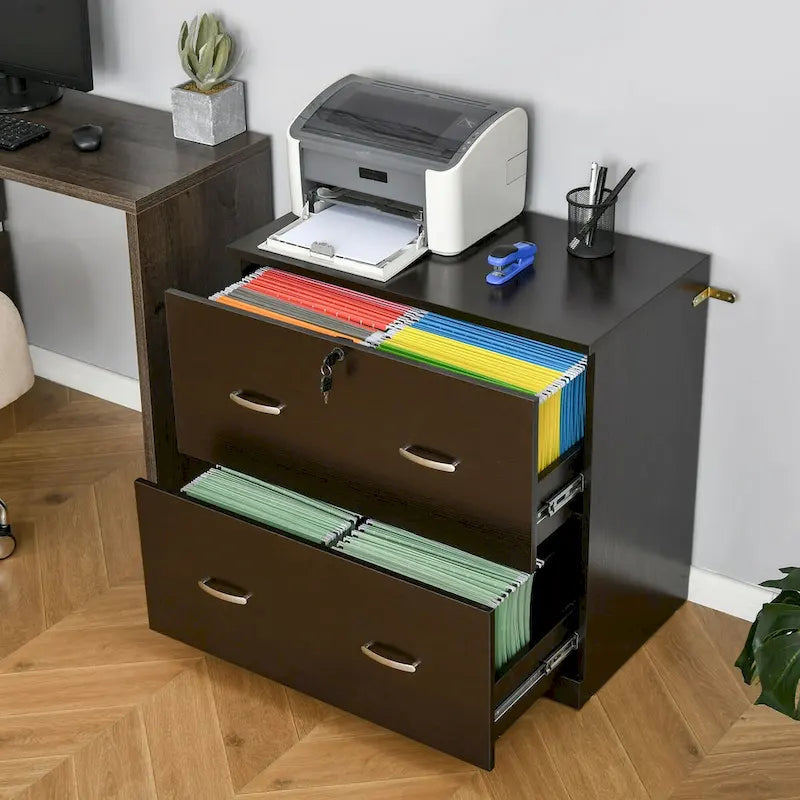2-Drawer File Cabinet with Lock and Keys, Vertical Storage Filing Cabinet with Hanging Bar for Letter Size, Home Office