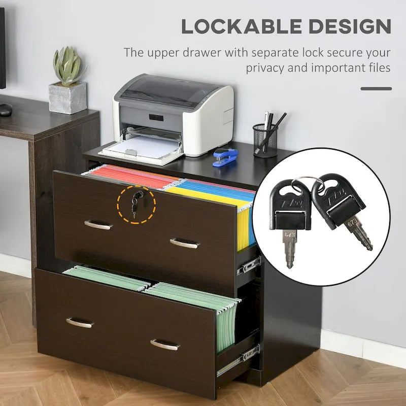 2-Drawer File Cabinet with Lock and Keys, Vertical Storage Filing Cabinet with Hanging Bar for Letter Size, Home Office