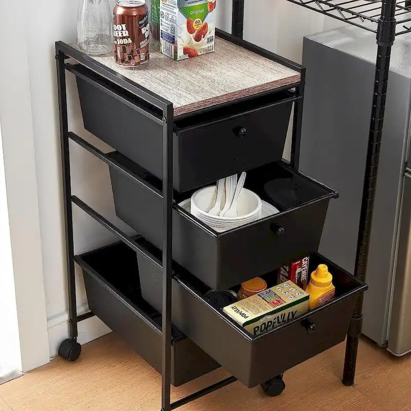 Suprima Storage Carts - 4 Drawer Woodtop Shelf by DormCo