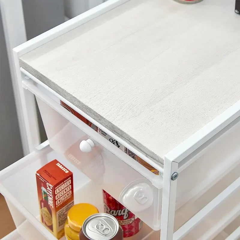 Suprima Storage Carts - 4 Drawer Woodtop Shelf by DormCo