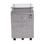 Rolling File Cabinet with Glass Top,High quality and durable, Grey
