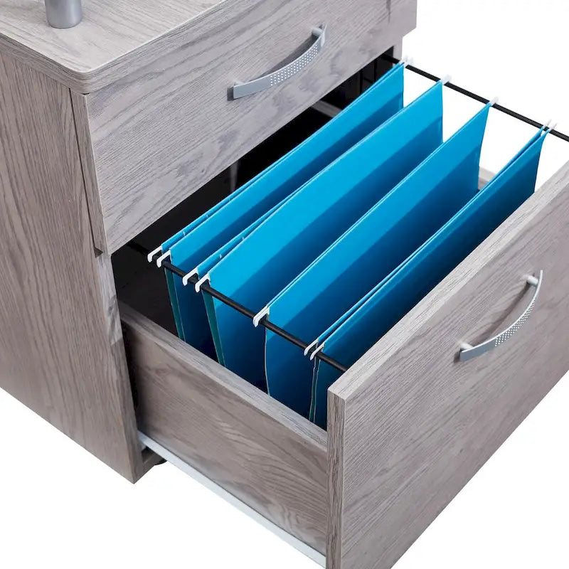 Rolling File Cabinet with Glass Top,High quality and durable, Grey