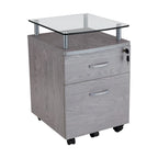 Rolling File Cabinet with Glass Top,High quality and durable, Grey