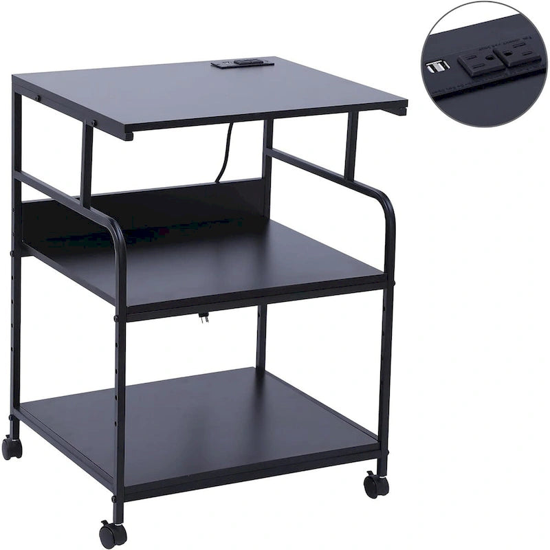 Printer Stand, Large Printer Table, Printer Stand with Storage, Printer Cart, 23.4 x19.1 x 31.5, Power Hub Included