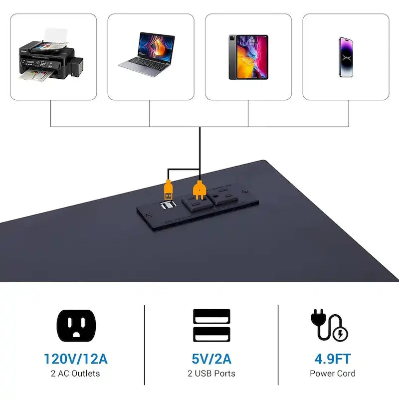 Printer Stand, Large Printer Table, Printer Stand with Storage, Printer Cart, 23.4 x19.1 x 31.5, Power Hub Included