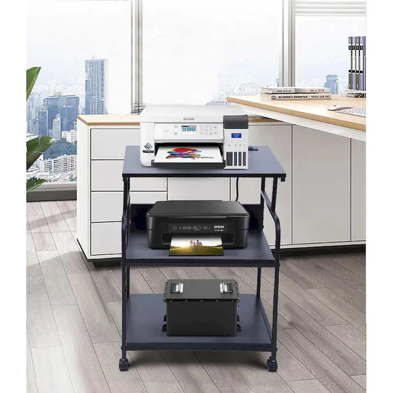 Printer Stand, Large Printer Table, Printer Stand with Storage, Printer Cart, 23.4 x19.1 x 31.5, Power Hub Included