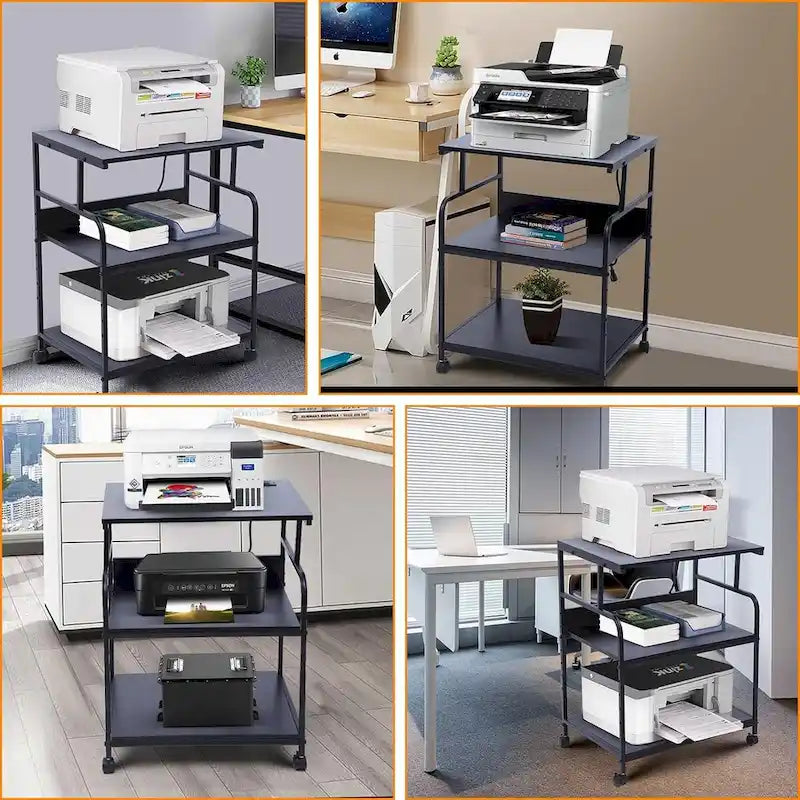 Printer Stand, Large Printer Table, Printer Stand with Storage, Printer Cart, 23.4 x19.1 x 31.5, Power Hub Included