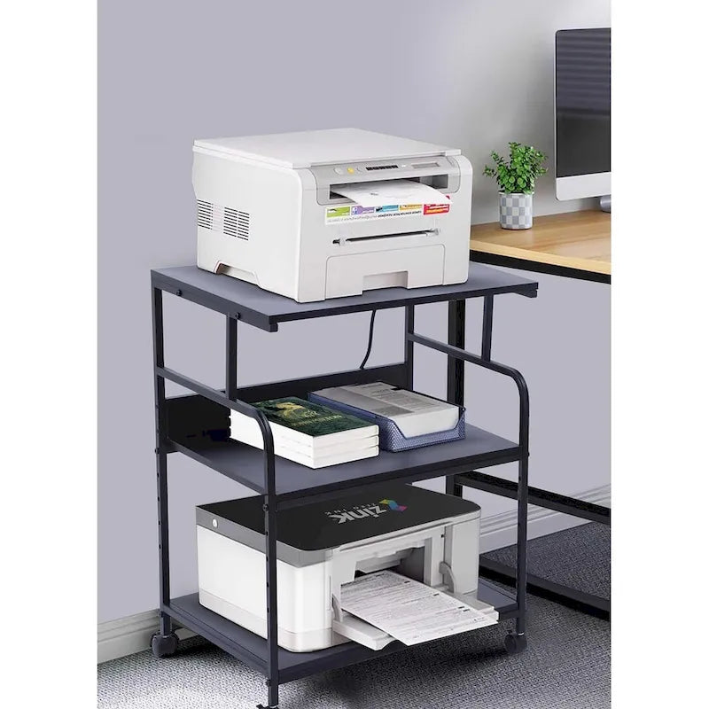 Printer Stand, Large Printer Table, Printer Stand with Storage, Printer Cart, 23.4 x19.1 x 31.5, Power Hub Included