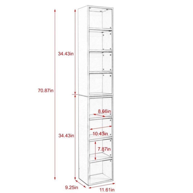8-Tier Media Tower Rack CD DVD Slim Storage Cabinet with Adjustable Shelves