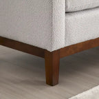 53.5W Elegant Boucle Upholstered Bench, Ottoman with Wood Legs & Bolster Pillows
