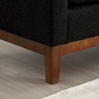 53.5W Elegant Boucle Upholstered Bench, Ottoman with Wood Legs & Bolster Pillows