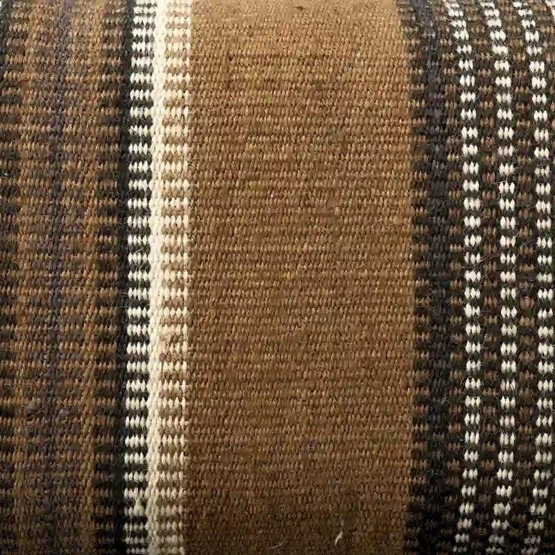 HomeRoots 59 Beige and Gray and Brown Upholstered Jute Striped Bench - 59