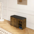 Black brown shoe stool,soft cushion,soft and comfortable,can be placed in the doorway,bedroom and other scenes