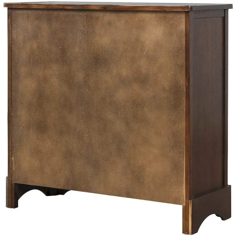 Rustic Storage Cabinet with Two Drawers and Four Classic Rattan Basket for Dining Room/Entryway/Living Room (Antique Navy)