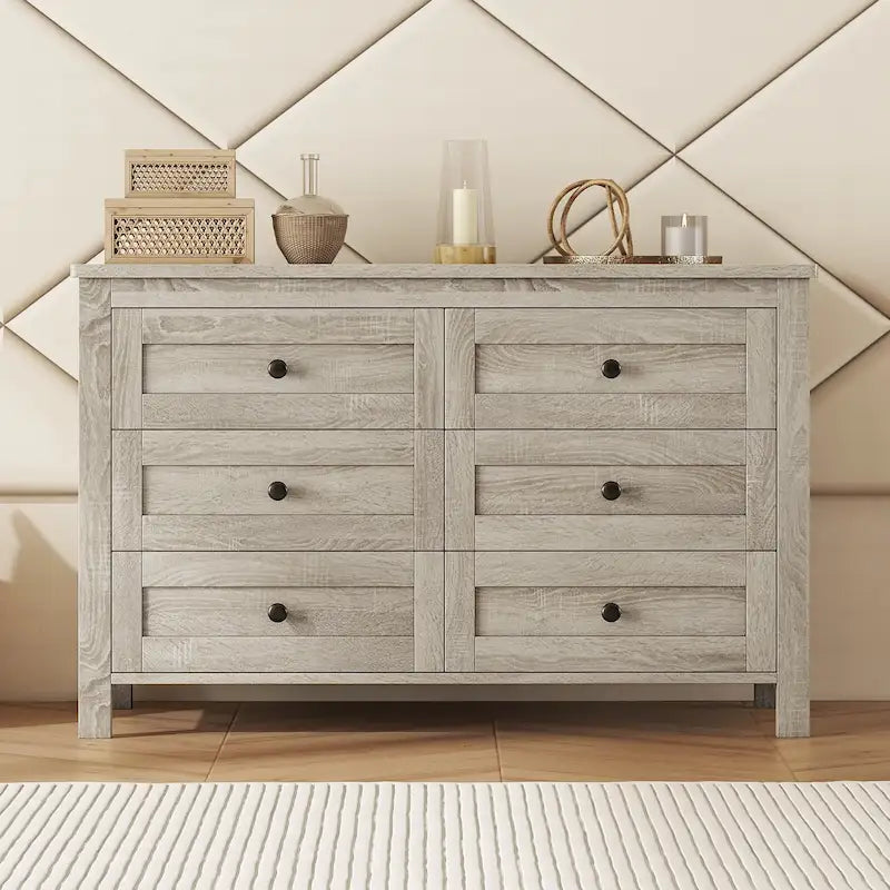 Retro Farmhouse Style Storage Cabinet with 6 Drawer