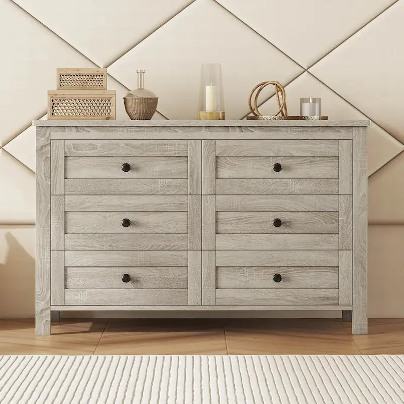 Retro Farmhouse Style Storage Cabinet with 6 Drawer