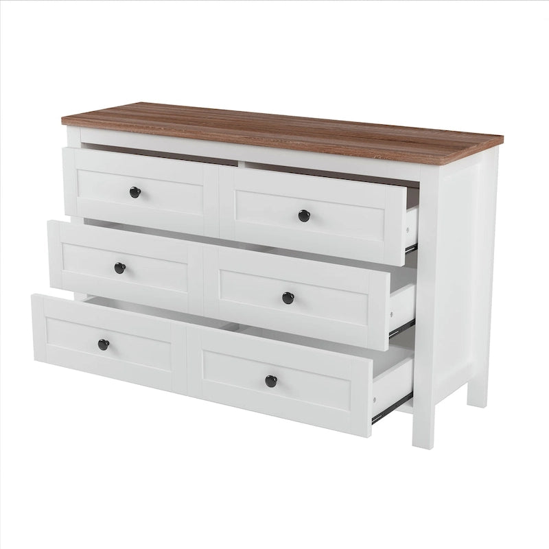 Retro Farmhouse Style Storage Cabinet with 6 Drawer