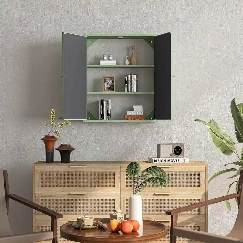 Two Door Wall Cabinet with Mirror