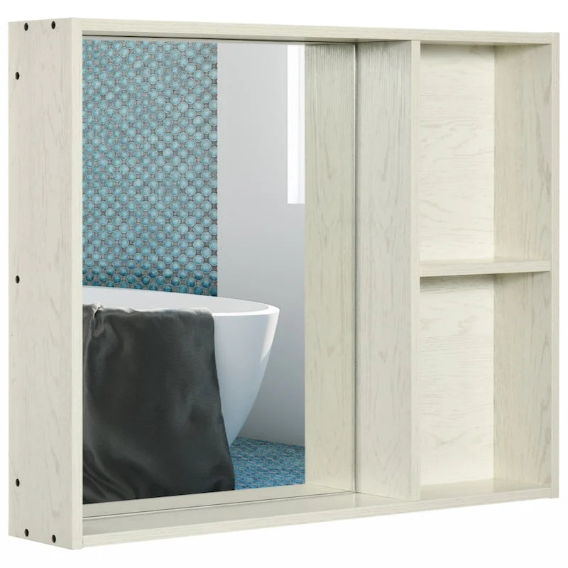 31.5 x 25.5 Bathroom Medicine Cabinet with Mirror, Storage Shelf,White