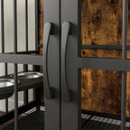 Kennel Dogs room up to 80 LB with Rremovable Ttray,2 Door Dog House,lift Panel,360 Degree Rotation,3 Height Adjustable Bowls