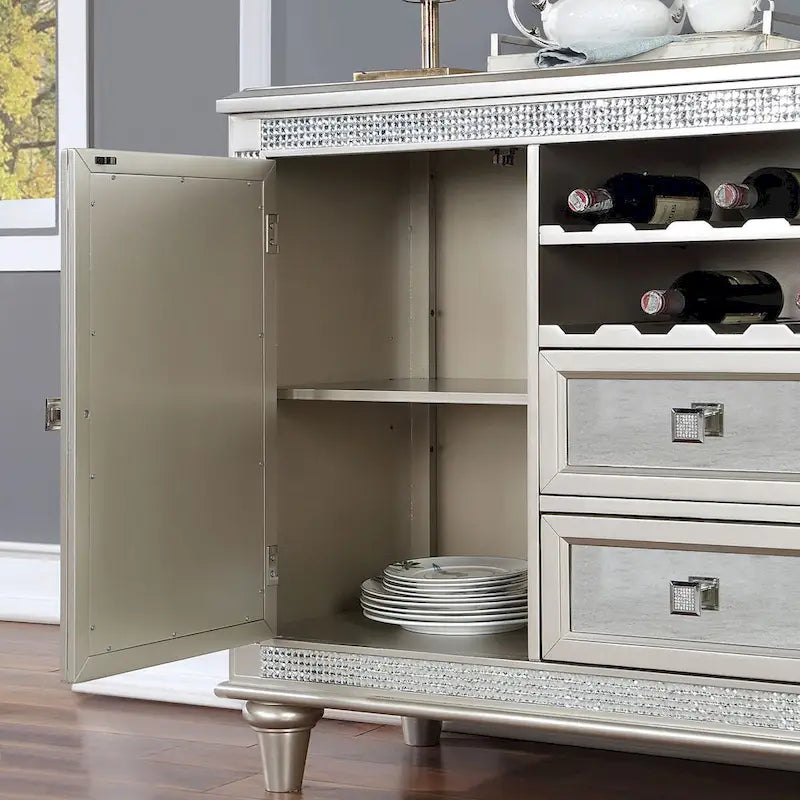 Koie Glam Silver 8-bottle Multi Storage Server by Furniture of America