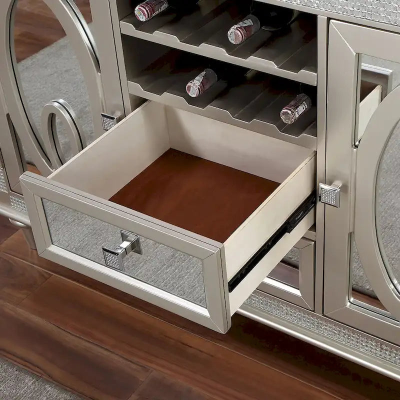 Koie Glam Silver 8-bottle Multi Storage Server by Furniture of America