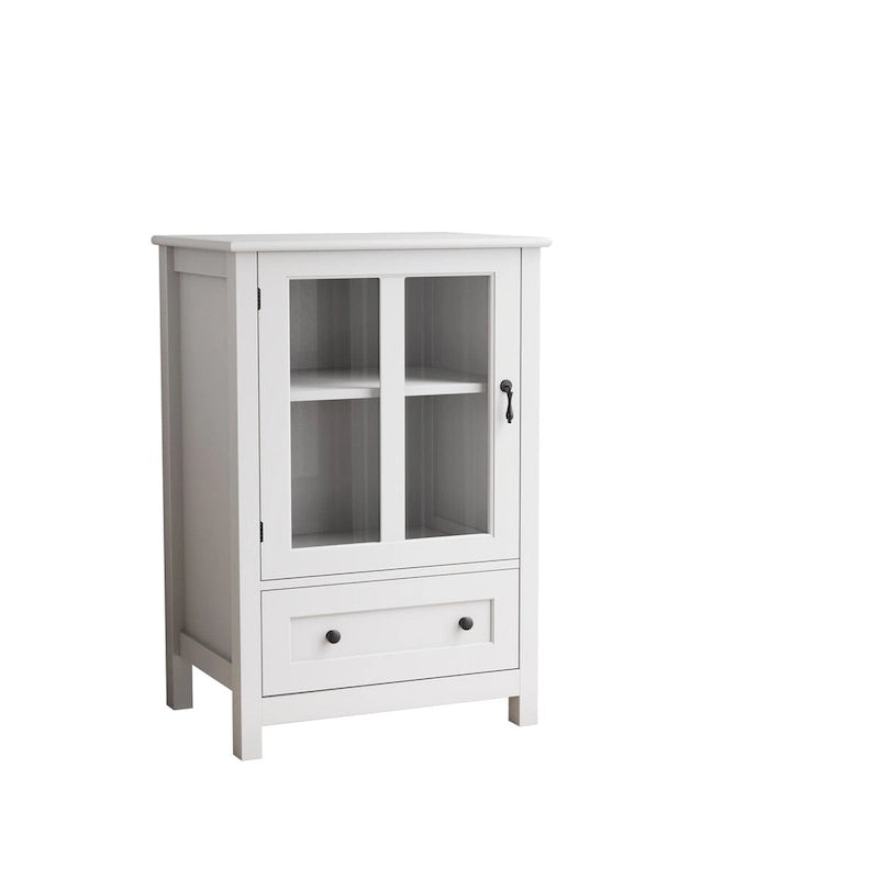 Buffet storage cabinet with single glass doors and unique bell handle