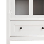 Buffet storage cabinet with single glass doors and unique bell handle