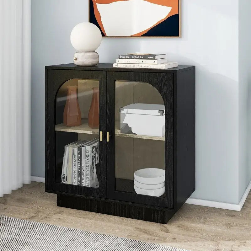 2 Storage Cabinet with Glass Door for Living Room, Dining Room, Study