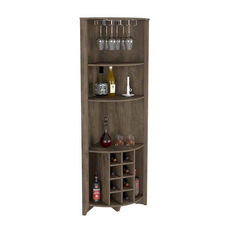 Corner Bar Cabinet for Kitchen, Dining Room,Living Room, Dark Brown