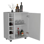 Wick Bar Cart with Integrated Wine Storage,Spacious Cabinet and Smooth Rollers