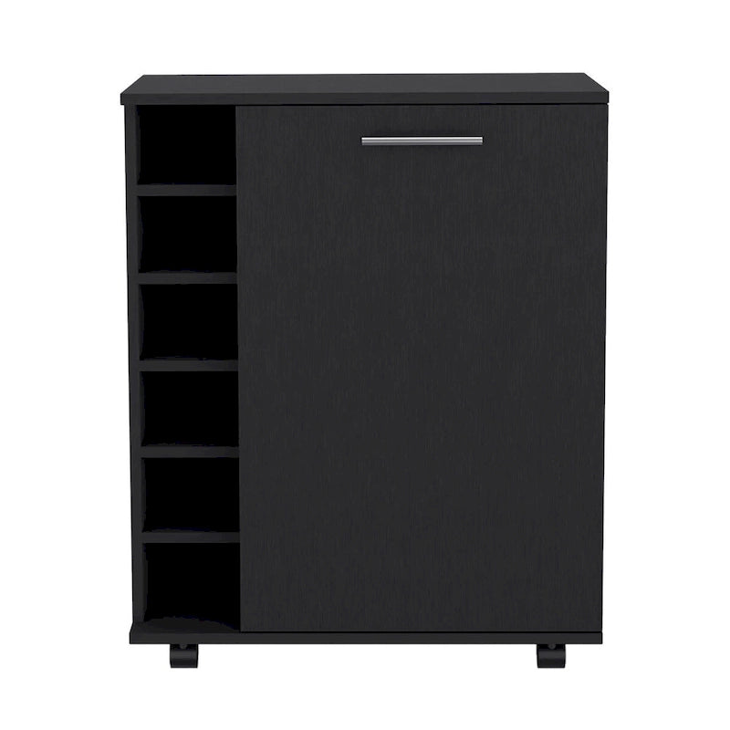 Wick Bar Cart with Integrated Wine Storage,Spacious Cabinet and Smooth Rollers