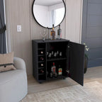 Wick Bar Cart with Integrated Wine Storage,Spacious Cabinet and Smooth Rollers