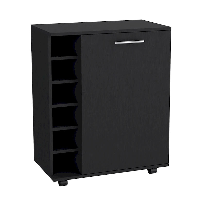 Wick Bar Cart with Integrated Wine Storage,Spacious Cabinet and Smooth Rollers