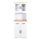 Kitchen Cabinet ,Storage Microwave Cabinet with Framed Glass Doors