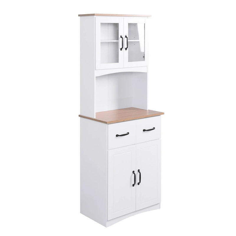 Kitchen Cabinet ,Storage Microwave Cabinet with Framed Glass Doors
