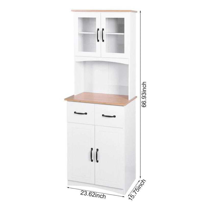 Kitchen Cabinet ,Storage Microwave Cabinet with Framed Glass Doors