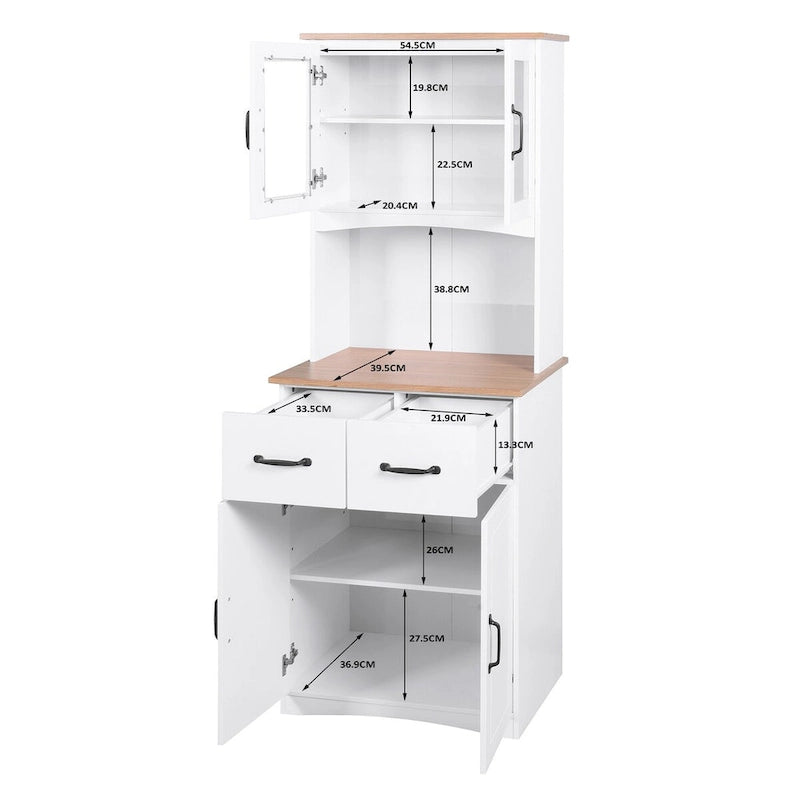 Kitchen Cabinet ,Storage Microwave Cabinet with Framed Glass Doors