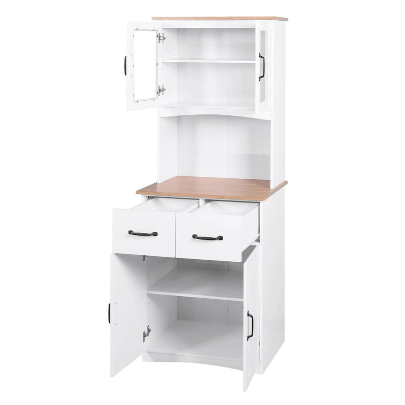 Kitchen Cabinet ,Storage Microwave Cabinet with Framed Glass Doors