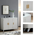 Sideboard with wavy texture buffet cabinet,white accent cabinet with door, modern bookcase for kitchen living room, entrance way