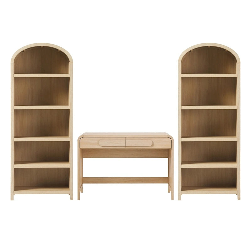 Middlebrook 3-Piece Set Writing Desk with 2 Open Bookcases