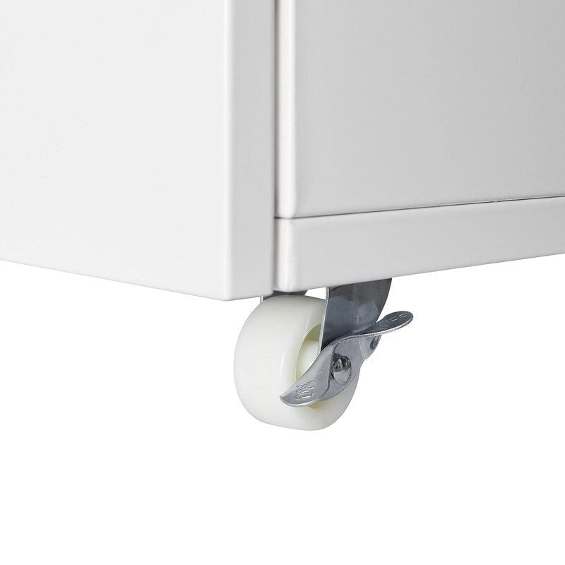 Printer Stand & Large Storage Steel Cabinet with Locked Wheel and Adjustable Shelf