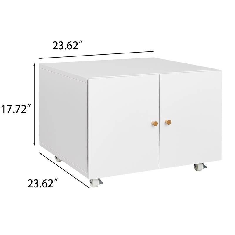 Printer Stand & Large Storage Steel Cabinet with Locked Wheel and Adjustable Shelf