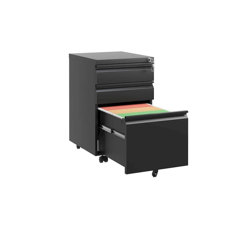 3 Drawer Mobile File Cabinet with Lock